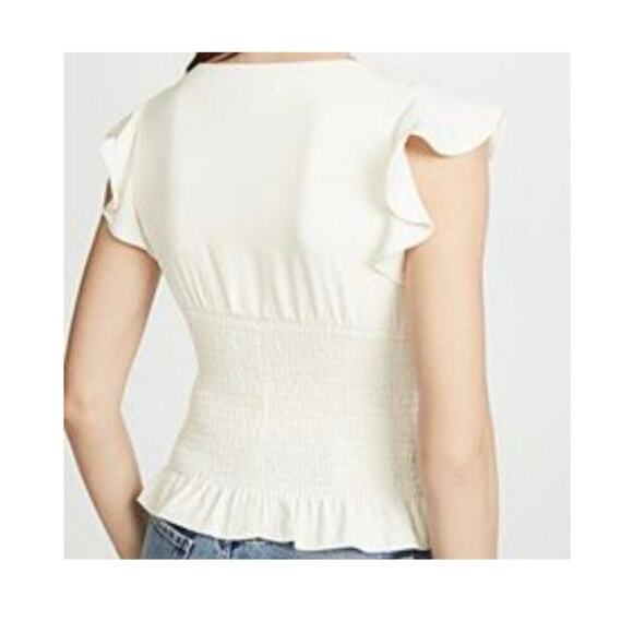 AMANDA UPRICHARD Ember Smocked Flutter Sleeve Sweetheart Neckline Top
Size Small - Picture 2 of 11